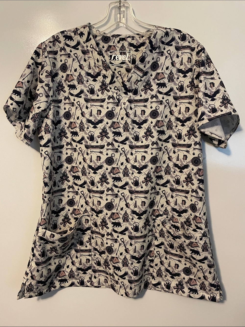 Revel camping print scrub to size large